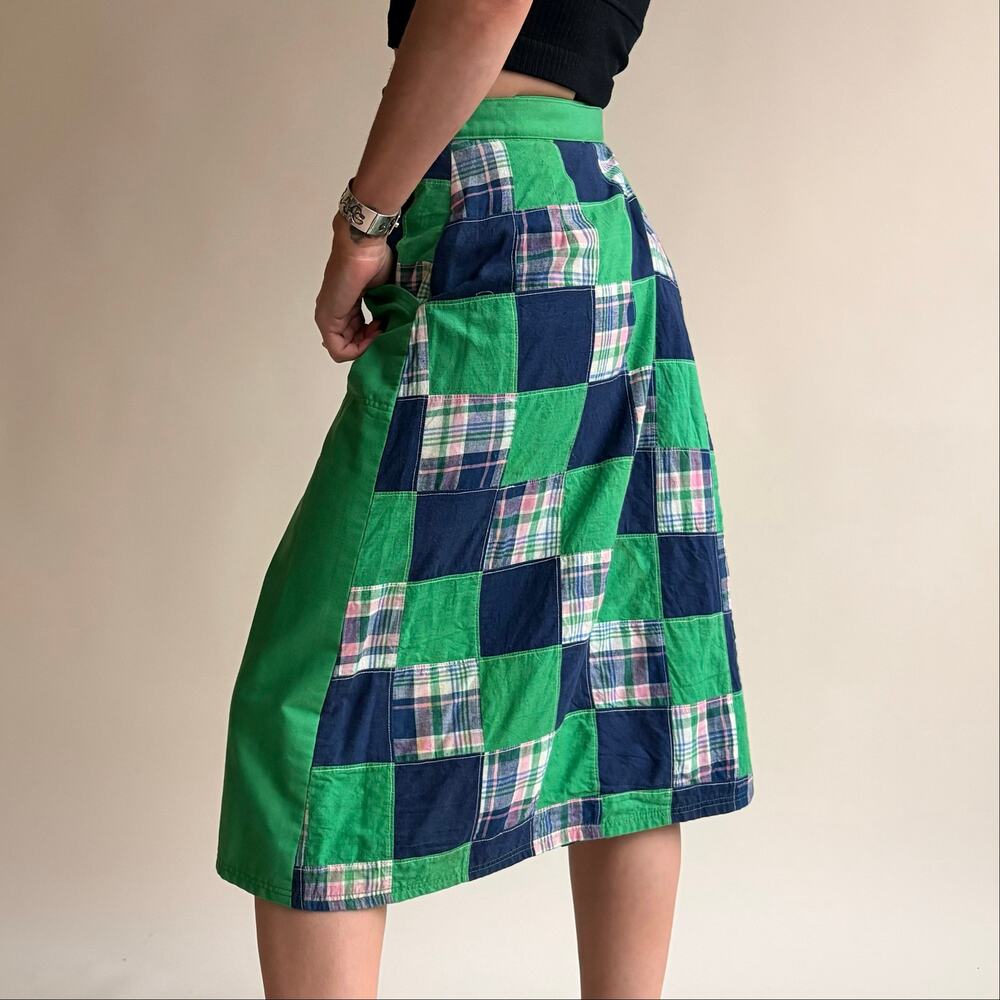 Bay Country Classics Green & Navy Patchwork Wrap Skirt - Reversible, One Size - Picture 5 of 8